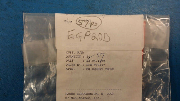 (15 PCS) EGP20D FAGOR DIODE GEN PURP 200V 2A DO204AC