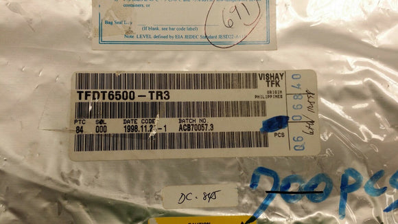 (2 PCS) TFDT6500-TR3 VISHAY/TFK Transmitter/Receiver IC, Infrared, CMOS