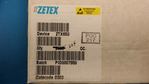 (10 PCS) ZTX653 ZETEX Trans GP BJT NPN 100V 2A 3-Pin E-Line TO-92