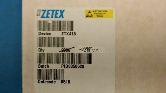 (1 PCS) ZTX415 ZETEX Trans GP BJT NPN 100V 0.5A 3-Pin E-Line TO-92-3