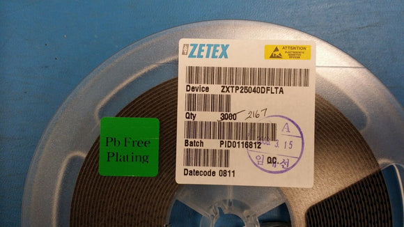 (10PCS) ZXTP25040DFLTA ZETEX Trans GP BJT PNP 40V 1.5A 3-Pin SOT-23 ROHS 0811D/C