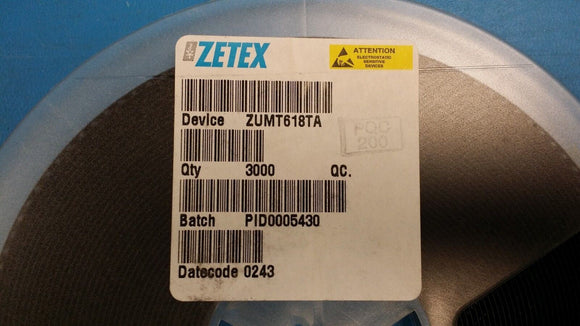 (10 PCS) ZUMT618TA ZETEX Trans GP BJT NPN 20V 1.25A 3-Pin SOT-323 SOT-323