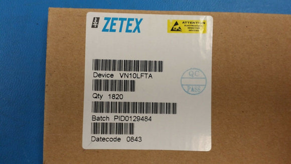 (10 PCS) VN10LFTA ZETEX Trans MOSFET N-CH 60V 0.15A 3-Pin SOT-23 T/R