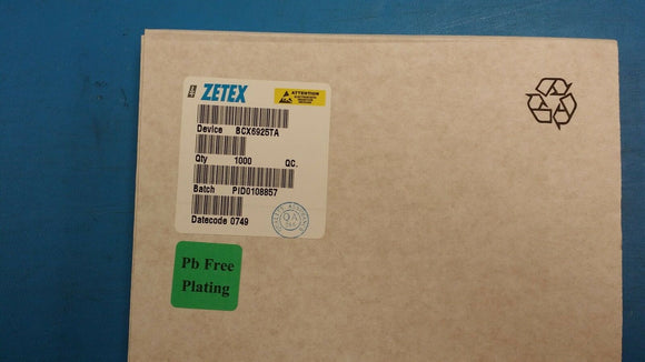 (1000 PCS) BCX6925TA ZETEX Trans GP BJT PNP 20V 1A 4-Pin(3+Tab) SOT-89 T/R