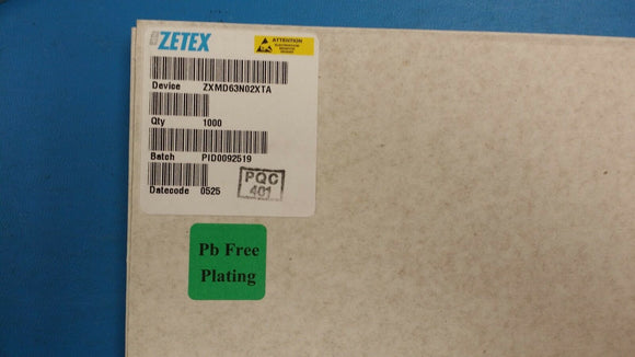 (100 PCS) ZXMD63N02XTA ZETEX Trans MOSFET N-CH 20V 2.4A 8-Pin MSOP ROHS