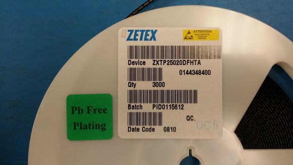 (10 PCS) ZXTP25020DFHTA ZETEX Trans GP BJT PNP 20V 4A 3-Pin SOT-23 ROHS