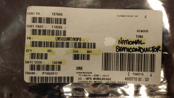 (2 PCS) LM5026MT/NOPB NSC IC REG CTRLR FWRD CONV 16TSSOP ROHS