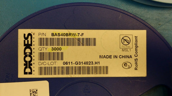 (20 PCS) BAS40BRW-7-F DIODES INC. DIODE ARRAY SCHOTTKY 40V SOT363 ROHS