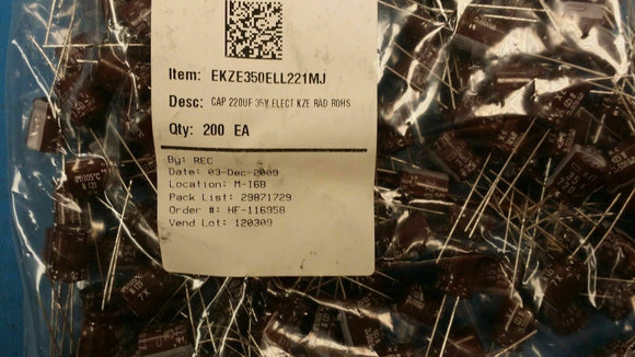 (100PC) Electrolytic Cap 220UF 35V 20% Radial 105°C 10X12.5mm EKZE350ELL221MJC5S