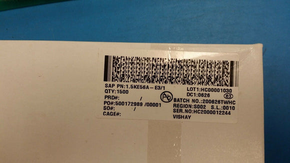 (10 PCS) 1.5KE56A-E3 Diode TVS Single Uni-Dir 47.8V 1.5KW 2-Pin DO-201 Bulk ROHS