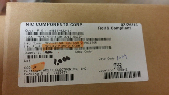(10) NRSH472M10V12.5X30F LYTIC CAP 4700uF 10V 20% Radial 3450mA 10Khr 105C ROHS