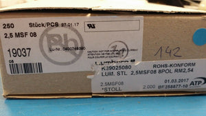 (100PCS) 2.5MSF08 LUMBERG SOCKET MALE MINIMODUAL 2.5mm 8 PIN THT ON PCBs 5A ROHS