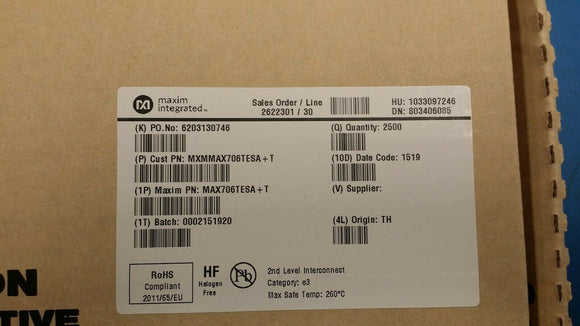(25 PCS ) MAX706TESA+T MAXIM IC SUPERVISOR MPU 8-SOIC ROHS