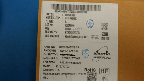(10) KTD2026EWE-TR LED Lighting Drivers 3-Channel RGB Driver I2C 1.5x1.5mm TDFN
