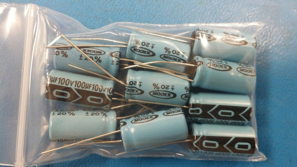 (25 PCS) XRL100V100 XICON Electrolytic Capacitor 100uF 100V 10X20mm 20% Radial