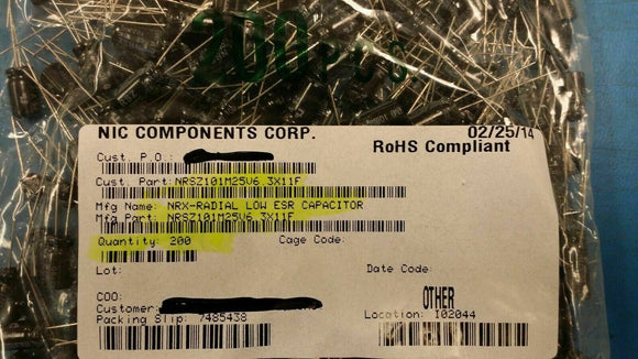 (100) NRSZ101M25V6.3X11F Cap Aluminum 100uF 25V 20% Radial 2.5mm 300mA 3Kh 105°C