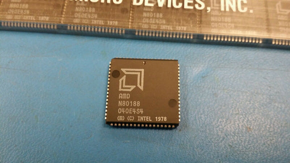 (5 PCS) N80188 AMD Microprocessor, 16-Bit, 8MHz, MOS, PLCC68