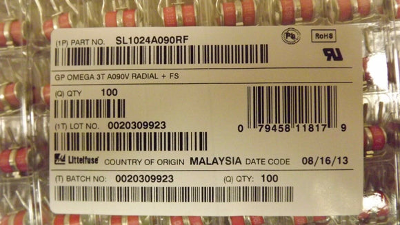 (100PCS) SL1024A090RF Gas Discharge Tubes/Gas Plasma Arrestors 90V Omega 3