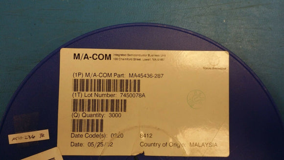 (100 PCS) MA45436-287 M/A-COM Diode VAR Cap Single 30V 4.23pF 3-Pin SOT-23