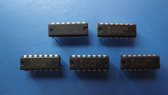 (17PCS) CD74HC86E TEXAS INSTRUMENTS XOR Gate 4-Element 2-IN CMOS 14-Pin PDIP