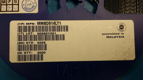 (100) MMBD914LT1 DIODE SINGLE SMALL-SIGNAL SWITCHING 100V 100UA SOT-23