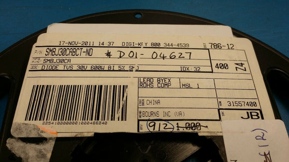 (10 PCS) SMBJ30CA BOURNS TVS DIODE 30V 48.4V SMB DO214AA ROHS