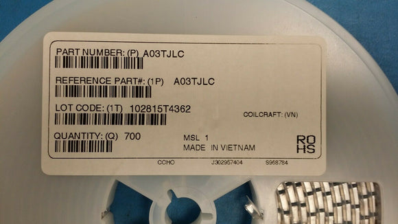 (100 PCS) A03TJLC COILCRAFT Fixed Inductors A0XT AEC-Q200 8nH 5% 4A ROHS