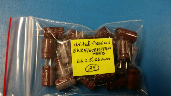 (25 pcs) EKZH160ETC471MHB5D Cap Aluminum Lytic 470uF 16V 20% 105°C