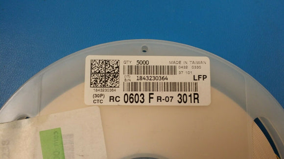 (100 PCS) RC0603FR-07301RL YAGEO Thick Film Resistor 301 OHM 1% 0603 ROHS