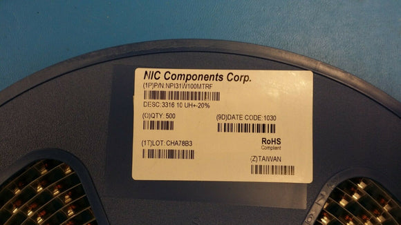 (25 PCS) NPI31W100MTRF NIC Ind Power Unshielded Wirewound 10uH 20% ROHS