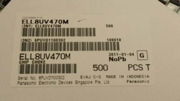 (25 PCS) ELL-8UV470M Panasonic FIXED IND 47UH 1.25MA 100 OHM 20% ROHS