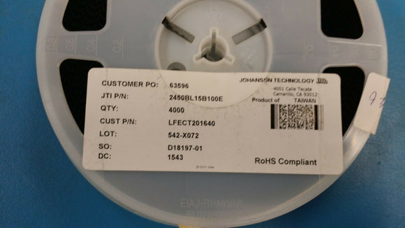 (10 PCS) 2450BL15B100E RF Balun 2.4GHz ~ 2.5GHz 50 / 100Ohm 0805 (2012 Metric)
