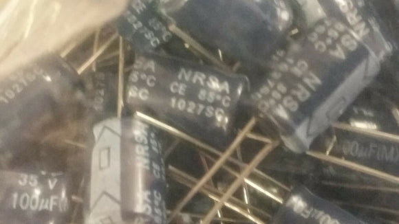 (25 PCS) NRSA101M35V8X11.5F Cap Aluminum 100uF 35V 20% (8 X 11.5mm) Radial 85°C