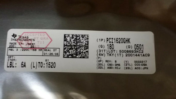 (180 PCS) PCI1620GHK TI IC PC CARD CTLR DUAL-SKT 209-BGA