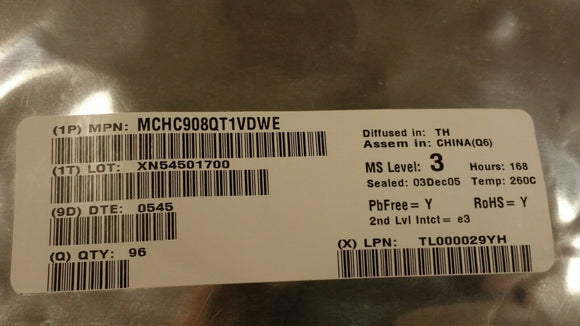 (10pcs) MCHC908QT1VDWE MCU 8-Bit HC08 CISC 1.5KB Flash 3.3V/5V 8-Pin MFP Rail