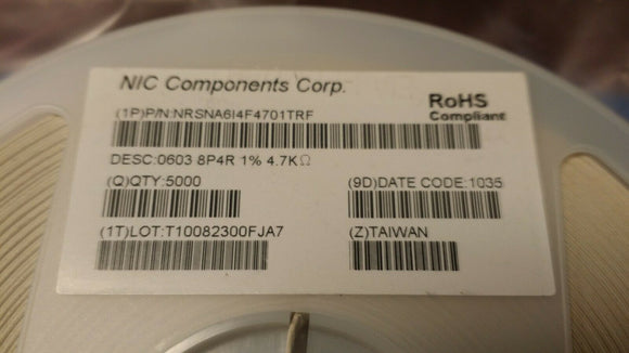 (25 PCS) NRSNA6I4F4701TRF NIC Res Array 4.7K Ohm 1%, ISOL Molded 8-Pin 1206
