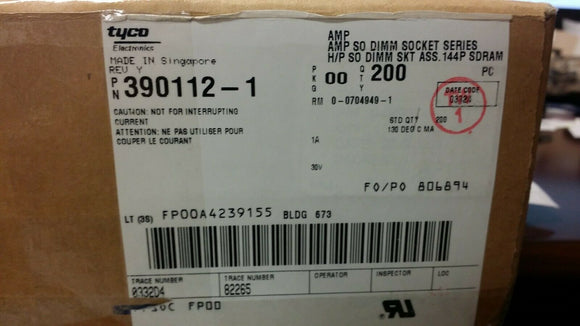 (1 PC) 390112-1 AMP/TYCO DIMM Connectors SKT SDRAM 3.3MM 3.3V