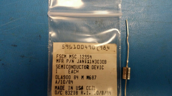 (1pc) JANTX1N3030B Zener Diode, 27V V(Z), 5%, 1W, Silicon, Unidirectional, DO-20