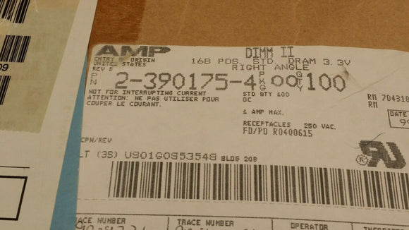 (1 PC) 2-390175-4 AMP Conn DIMM Socket SKT 168 POS 2.54mm Solder RA