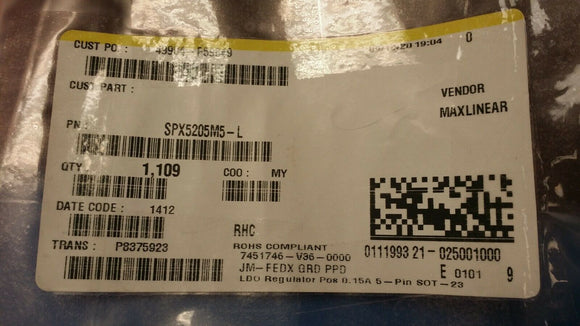 (10 PCS) SPX5205M5-L MAXLINEAR IC REG LIN POS ADJ 150MA SOT23-5 ROHS