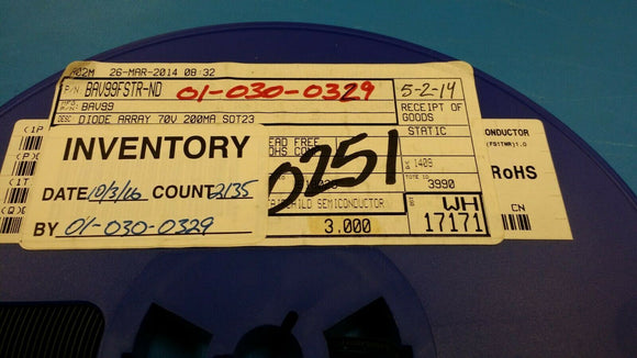 (100) BAV99 FSC Diode Switching 70V 0.715A 3-Pin SOT-23 ROHS
