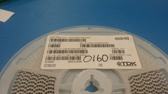 (25 PCS) C3216X7R2A105K160AA MLCC Cap Ceramic 1uF 100V X7R 10% SMD 1206 125°C