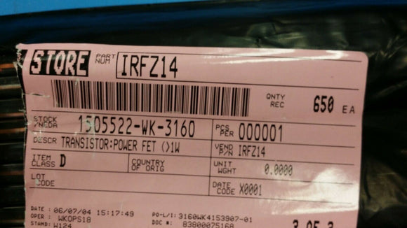 (20pcs) IRFZ14 Power Field-Effect Transistor, 17A I(D), 60V, 0.1ohm, 1-Element,