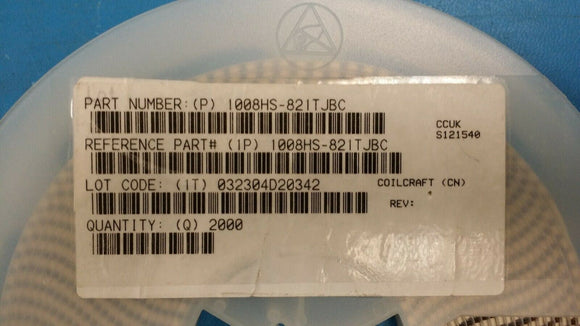 (100pcs) 1008HS-821TJBC Inductor, Non Magnetic, 820nh, 5±%