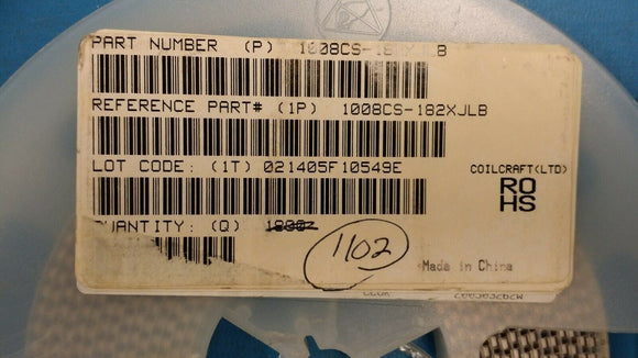 (20pcs) 1008CS-182XJLB Fixed Inductors 1008 1.8uH Unshld 5% 300mA 2.6Ohms AECQ2