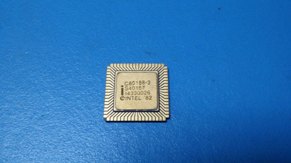 (1 PC) C80188-3 INTEL RISC Microprocessor, 16-Bit, 8MHz, MOS, LCC68