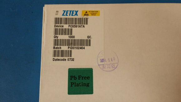 (1000) FCX591ATA ZETEX Bipolar (BJT) Transistor PNP 40V 1A 150MHz 1W SMD SOT89-3