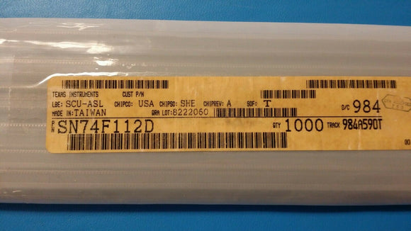 (20pcs) SN74F112D Flip Flop 2 Element JK Type 1 Bit Negative Edge 16-SOIC (0.154