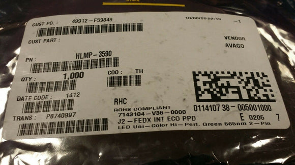 (20pcs) HLMP-3590 LED Uni-Color Green 565nm 2-Pin T-1 3/4