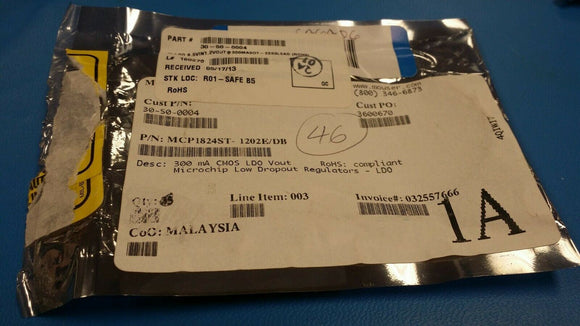 (11pcs) MCP1824ST-1202E/DB LDO Regulator Pos 1.2V 0.3A Automotive 4-Pin(3+Tab) S